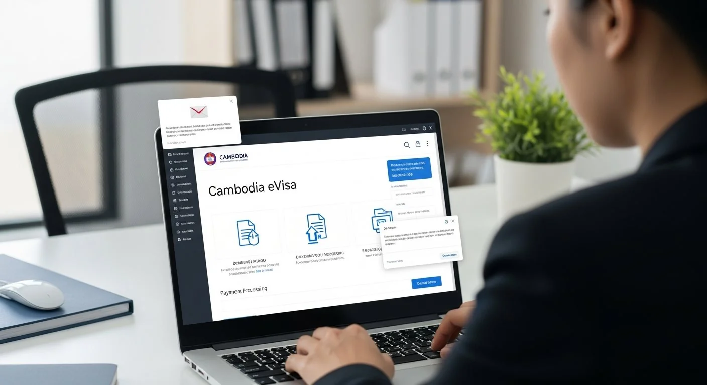 Step-by-step guide showing how urgent Cambodia eVisa processing works
